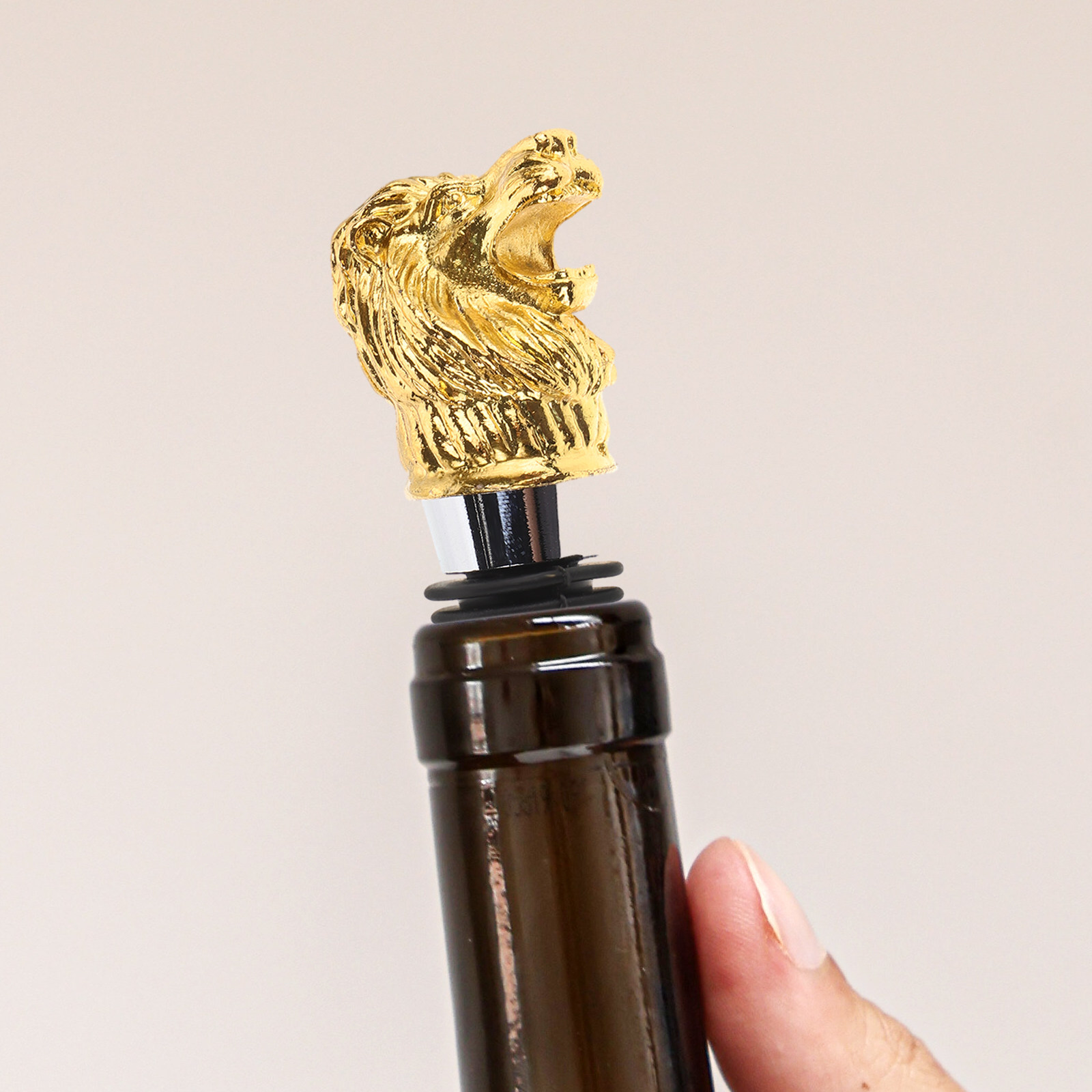 Lion Head Wine Stopper Metal B - Wine To Beer To Liquor 评论和价格
