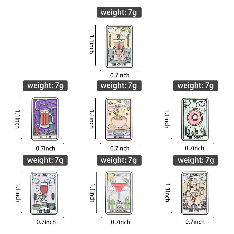 Food Tarot Enamel Pins Coffee  - Wine Beer Pizza 评论和价格