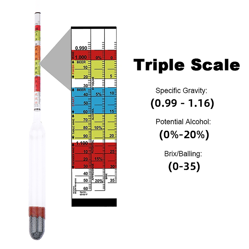 Triple Scale Hydrometer Home B - Wine Beer And Cider 评论和价格
